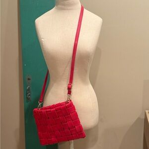 Anthropologie Lindy Red Woven Crossbody Bag